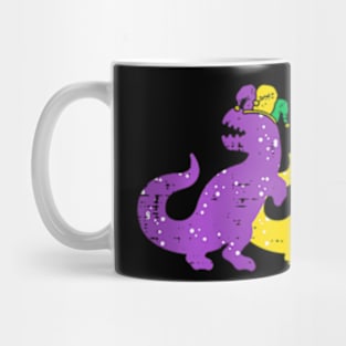 Kids Trex Dinos Purple Yellow Green Boys Mardi Gras Kids Mug